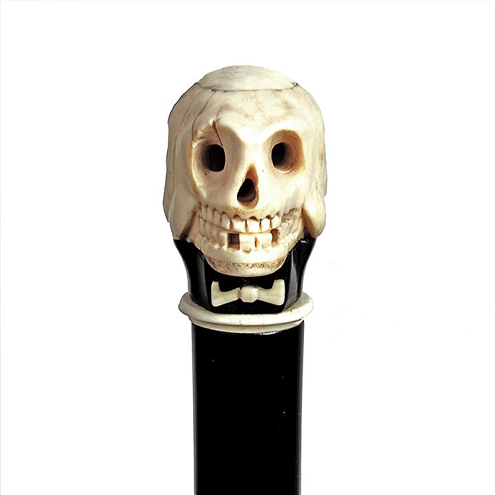 Appraisal: Bone Skull Cane Ca - A carved bone handle which