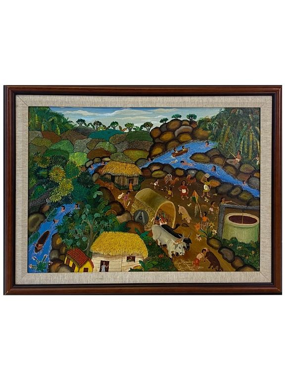 Appraisal: Artist Unknown Haitian Village Scene Artist Unknown Haitian Village Scene