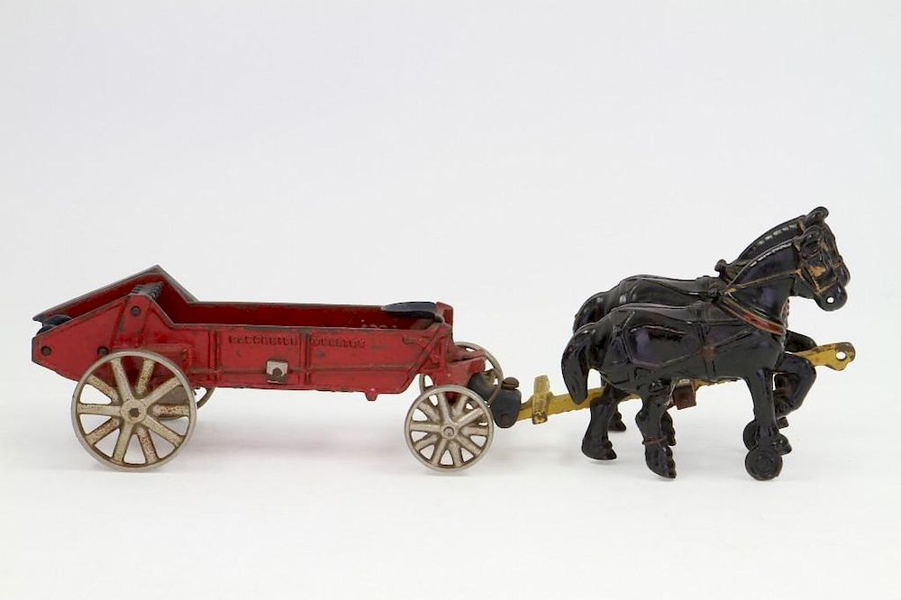 Appraisal: Arcade McCormick-Deering Manure Spreading Wagon Painted Cast Iron Nickel Wheels