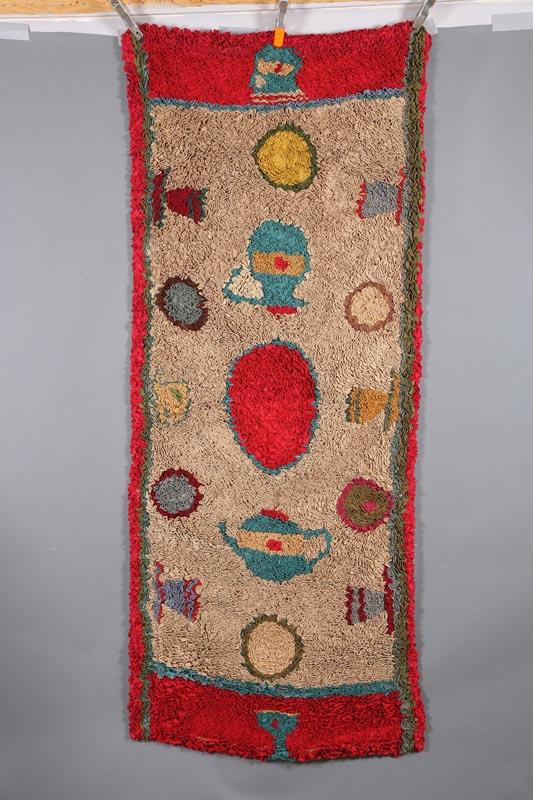 Appraisal: SHIRRED RAG RUG American early-mid th century wool on burlap