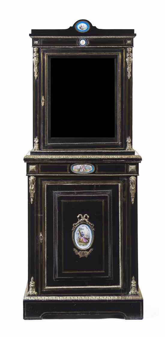 Appraisal: A Napoleon III Ebonized Gilt Metal and Sevres Style Porcelain