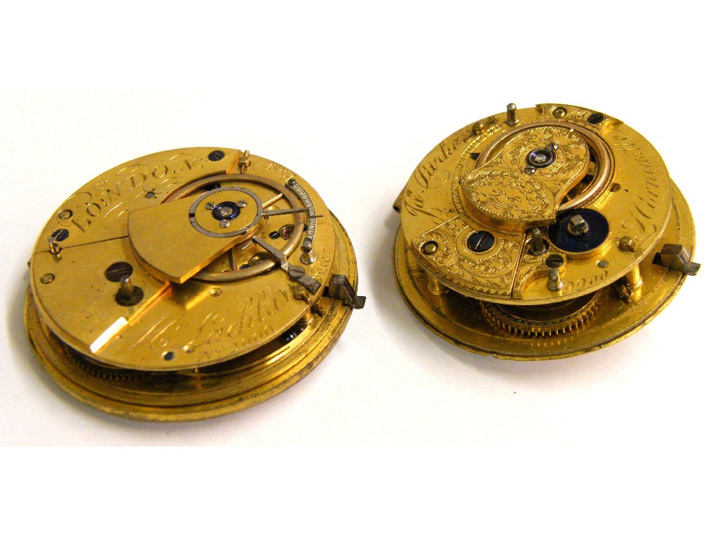 Appraisal: Early th century fusee lever pocket watch movement and original