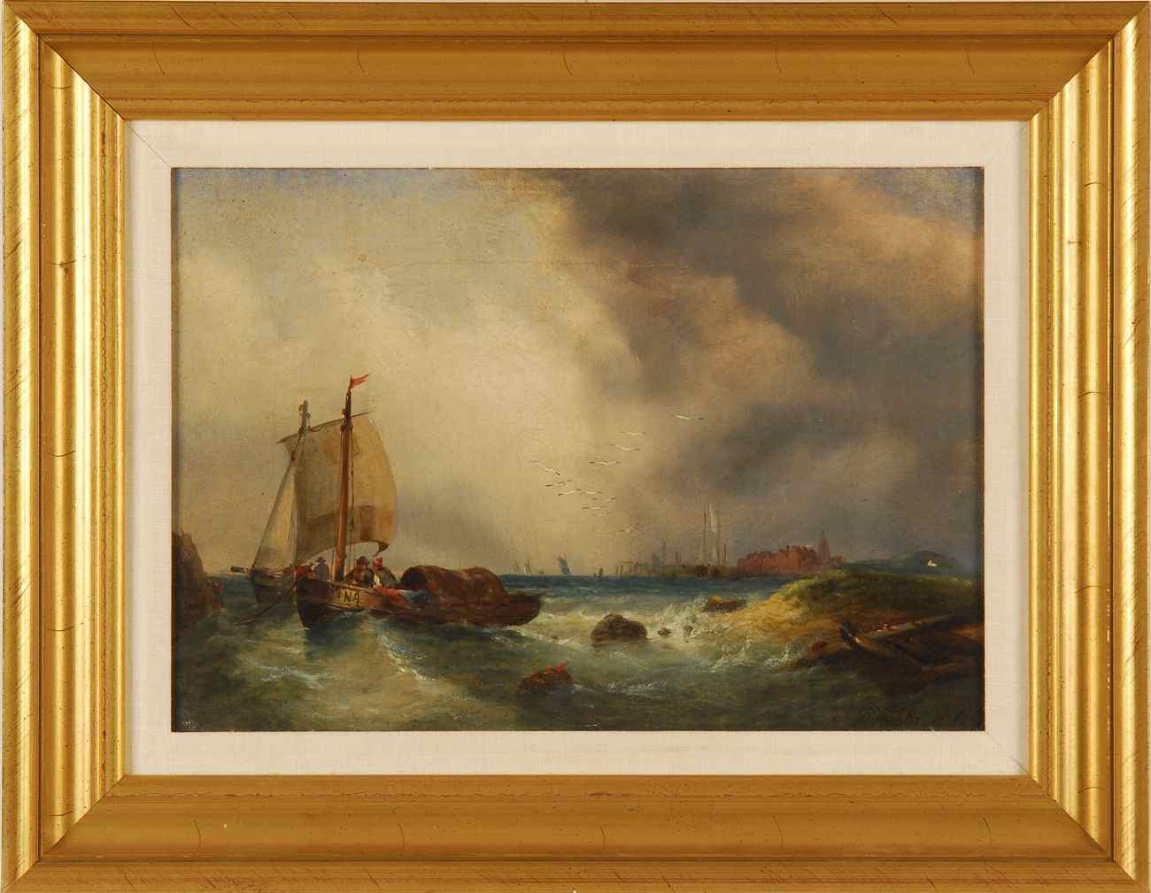 Appraisal: RALPH R STUBBSEnglish - Coastal landscape with fishing boats Signed