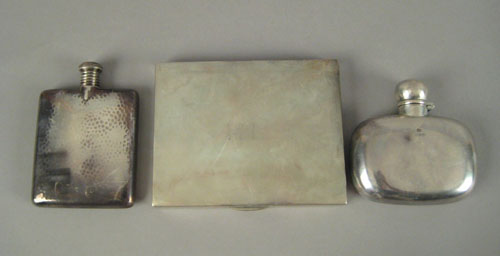 Appraisal: Birmingham silver flask ca - marked GU together with a