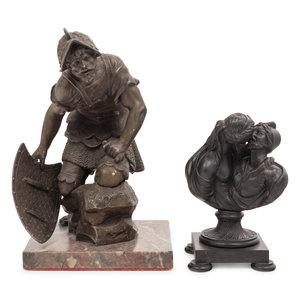 Appraisal: Two Continental Metal Figures Late th Early th Century depicting