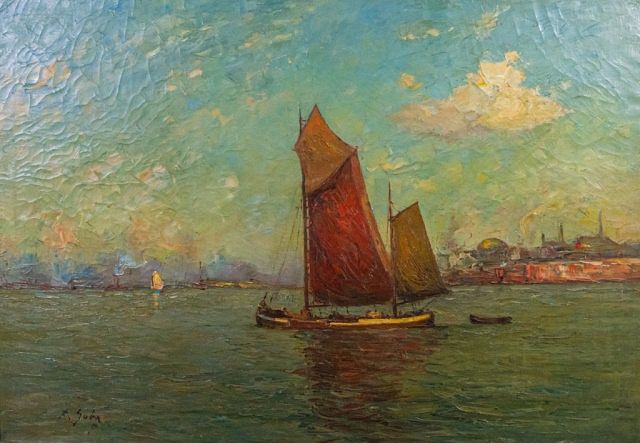 Appraisal: Rudolf Anton Guba Oil on Canvas View of Bosphorus Rudolf