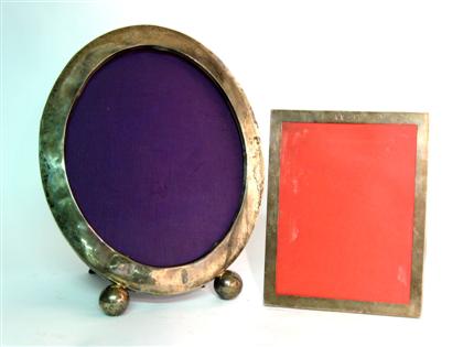 Appraisal: Large oval sterling silver easel type photo frame Early th