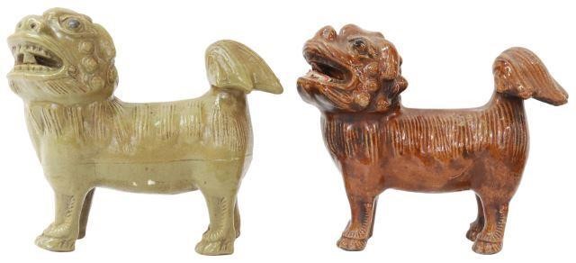 Appraisal: lot of Chinese ceramic standing foo lion sculptures one in