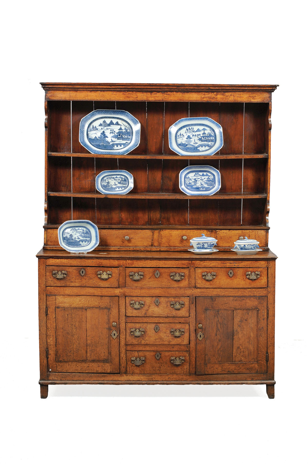 Appraisal: GEORGE III OAK WELSH DRESSER In two parts the upper