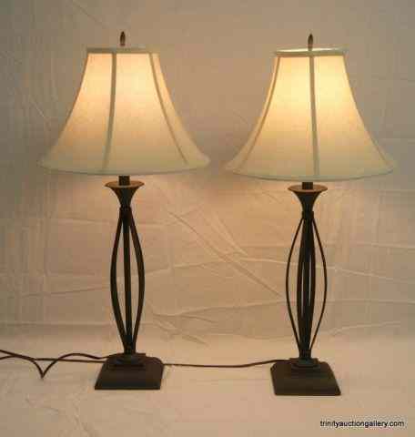 Appraisal: Pair of Modern Metal Candlestick Table LampsFrom the estate is