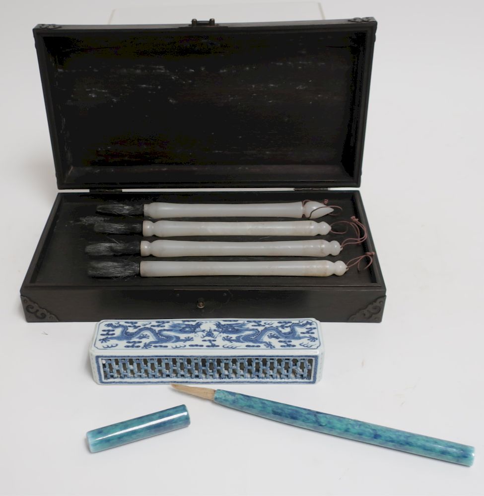 Appraisal: Chinese Artists Brush Brush Rest Boxed set of brushes with