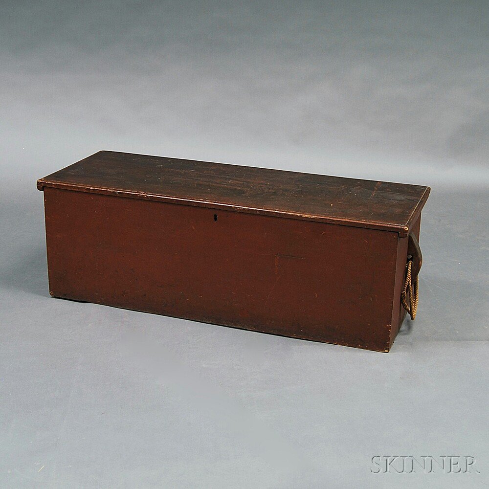 Appraisal: Red-painted Sea Chest New England th century ht wd in