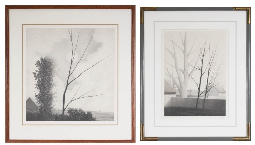 Appraisal: ROBERT KIPNISS New York b two lithographs trees in landscape