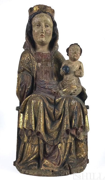 Appraisal: th C German Polychrome Madonna and Child Statue Religious Statue