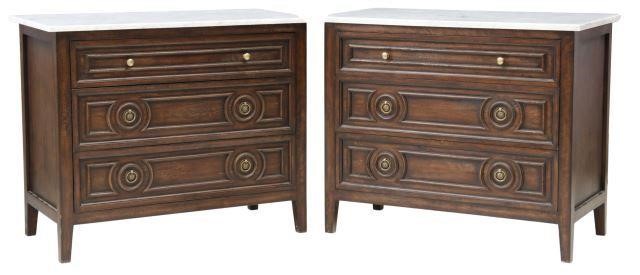 Appraisal: pair Petite marble-top commodes late th c white marble top