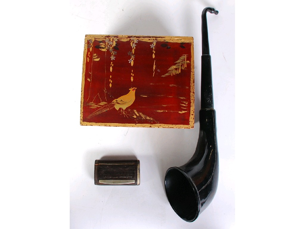 Appraisal: OLD BLACK PAPIER MACHE TELESCOPIC THREE PART EAR TRUMPET long