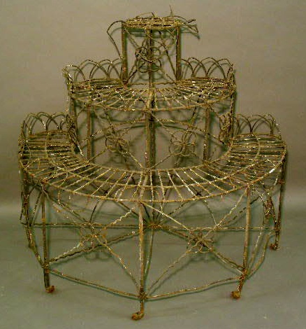 Appraisal: Victorian wire-work plant stand with three tiers h x w