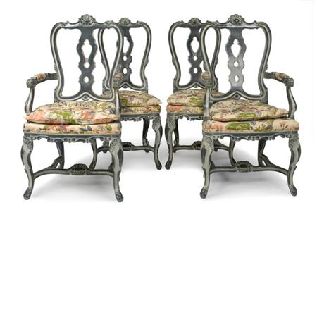 Appraisal: Set of Eight Portuguese Rococo Style Painted Dining Chairs Estimate