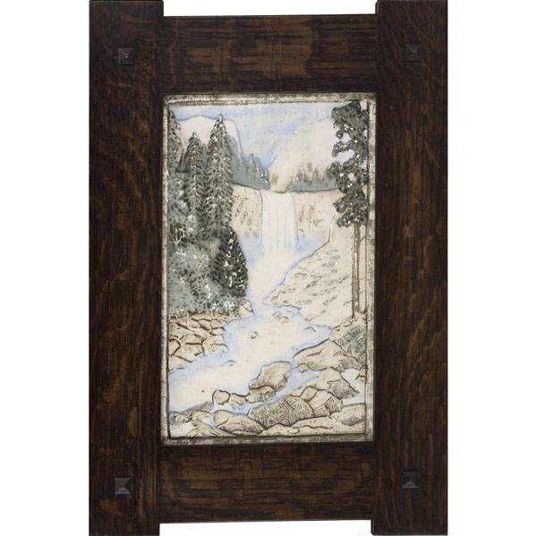 Appraisal: CLAYCRAFT Rare vertical tile depicting Vernal Falls Yosemite Park California