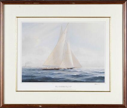 Appraisal: After Tim Thompson The America's Cup Reproduction print matted and