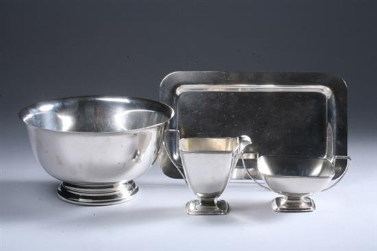 Appraisal: FOUR PIECES AMERICAN STERLING SILVER HOLLOWWARE Including an International Revere-style