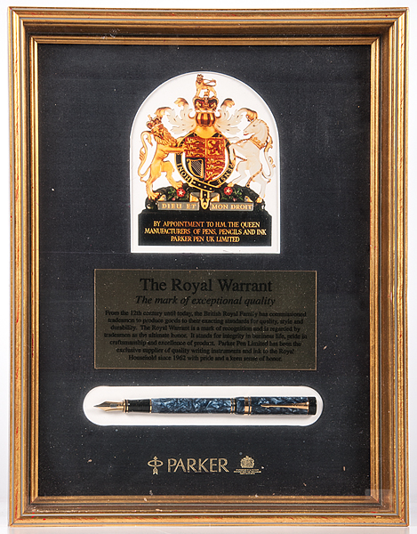 Appraisal: Parker Duofold Limited Edition Royal Warrant fountain pen display This