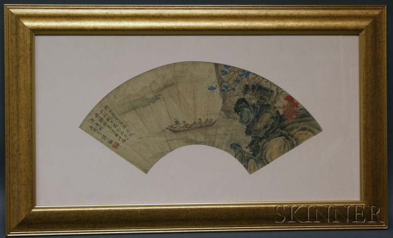 Appraisal: Fan Painting China th century ink and colors on paper