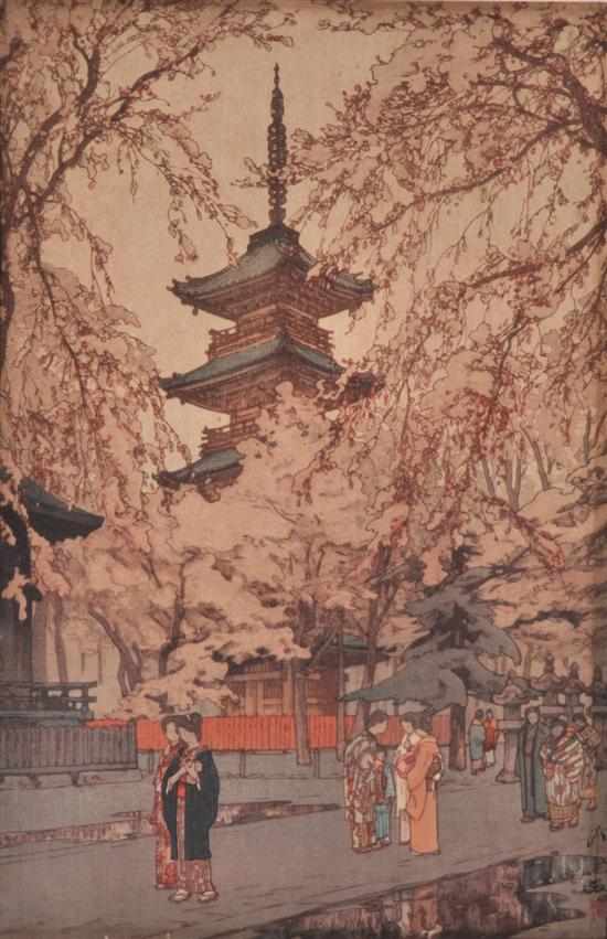 Appraisal: Hiroshi Yoshida Japanese - A Glimpse of Ueno Park woodblock