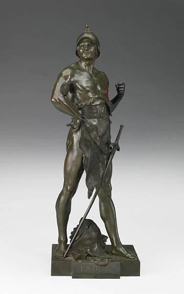 Appraisal: A French patinated bronze figure Patria cast after a model