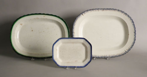 Appraisal: Three Leeds feather edge platters th c l w and