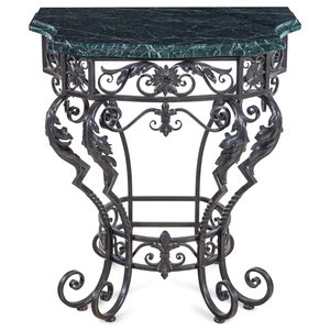 Appraisal: A French Iron and Marble-Top Console Table Late th Century