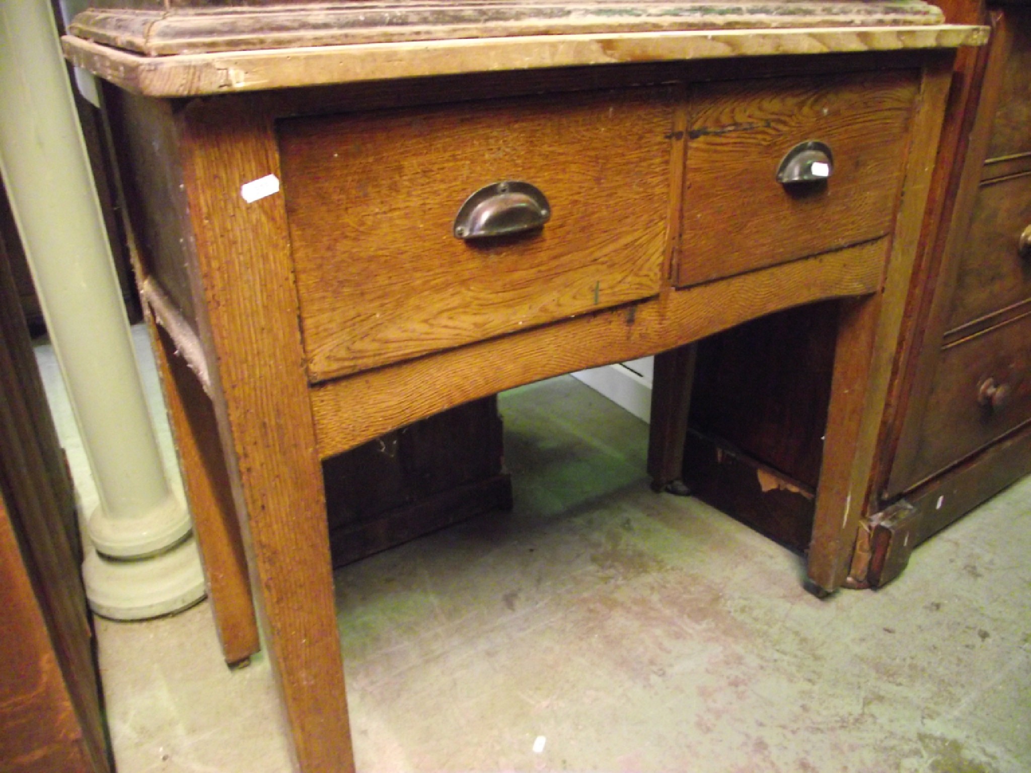 Appraisal: A th century pine work table with stripped rectangular top