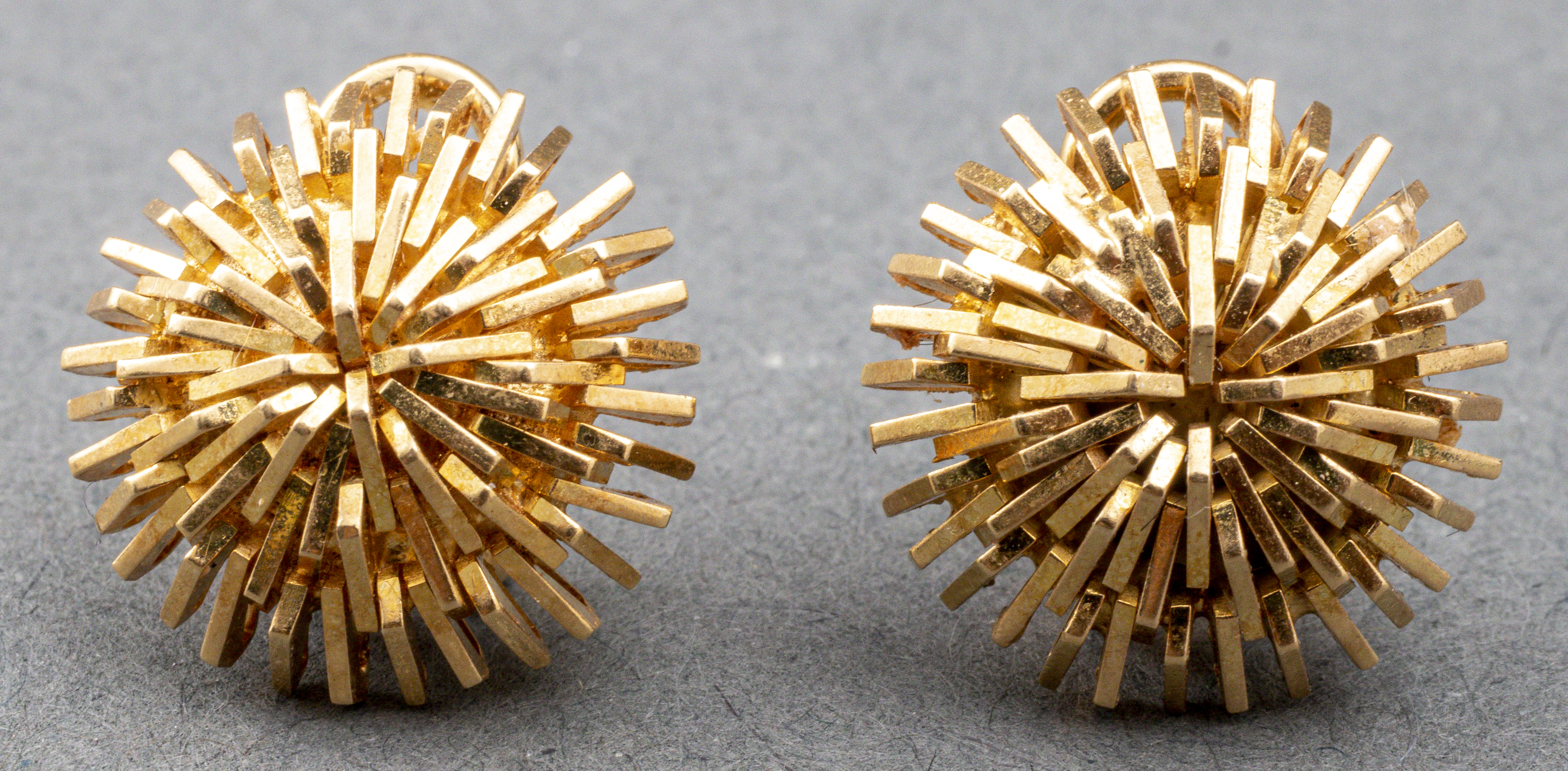 Appraisal: TORSAL MODERNIST K YELLOW GOLD DOME EARRINGS Vintage TORSAL Mexician