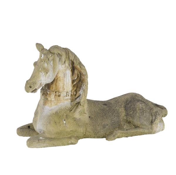 Appraisal: GARDEN STATUARY Recumbent horse with decorative band around its neck