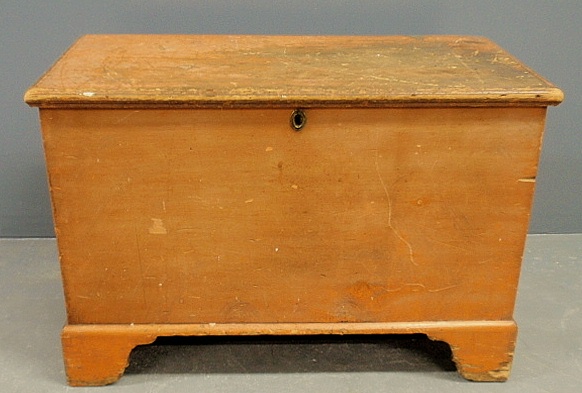 Appraisal: - Pennsylvania blanket chest c with salmon paint decoration dovetailed