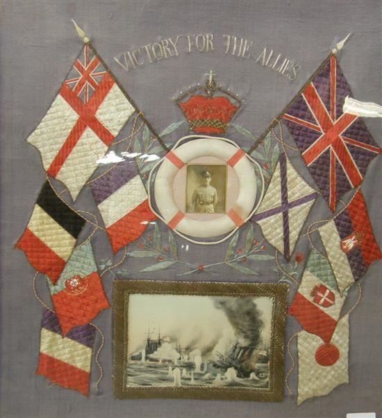 Appraisal: Second World War Military Silk Embroidered Victory For The Allies