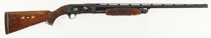 Appraisal: SPECTACULAR CASED ENGRAVED ITHACA MODEL PUMP SHOTGUN -BBL SET Cal