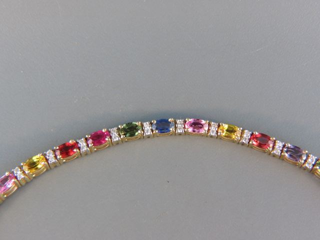 Appraisal: Sapphire Diamond Bracelet oval gems in a variety of colors