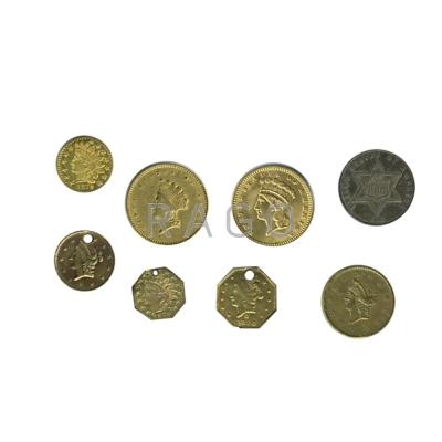 Appraisal: U S GOLD AND SILVER COINS Eight pieces including gold