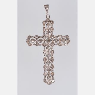 Appraisal: A kt White Gold and Diamond Cross Form Pendant A