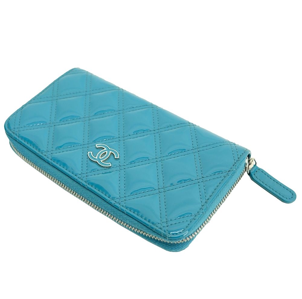 Appraisal: Chanel Zip Wallet Chanel Neo Blue Patent Quilted Leather Zip