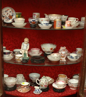 Appraisal: THREE SHELVES OF TH CENTURY ENGLISH PORCELAIN Including tea bowls