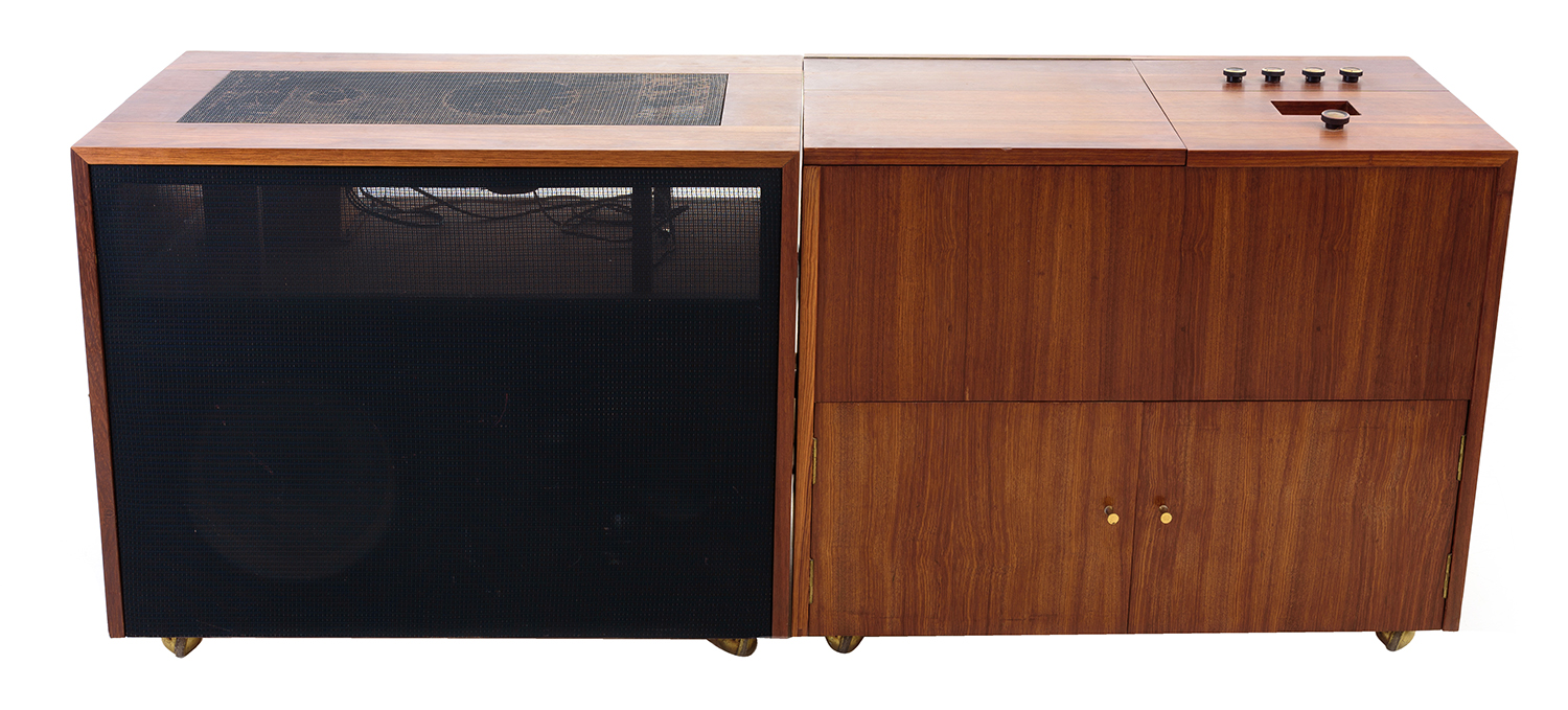 Appraisal: AUSTRALIAN MID CENTURY SPEAKER CABINET AND MATCHING RADIOGRAM CABINET Blackbean