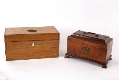 Appraisal: An th Century mahogany tea caddy cm wide and another