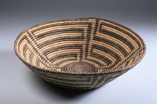 Appraisal: APACHE COIL BASKET Woven in a geometric design - in