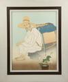 Appraisal: PRINT - Japanese Woodblock Print of Seated Man with Backpack