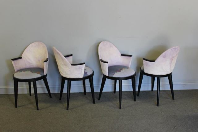 Appraisal: Italian Modern Set of Saporiti Arm Chairs Black painted legs