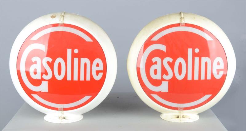 Appraisal: Lot Of Gasoline Gas Pump Globe Top Signs Both globes