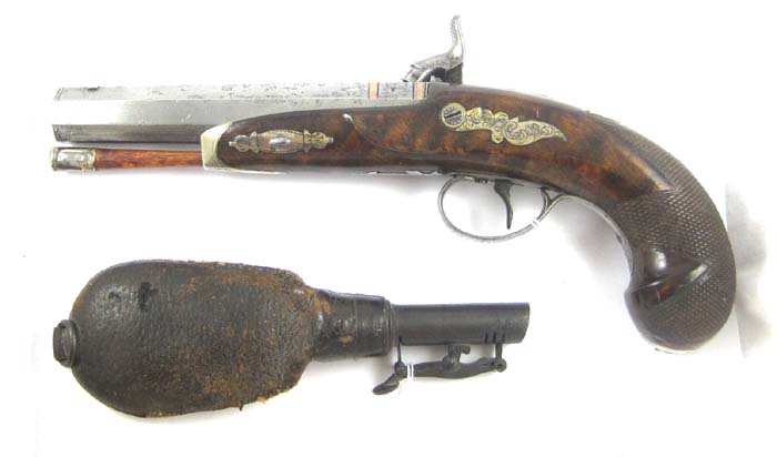 Appraisal: HENRY DERINGER PERCUSSION PISTOL PHILADELPHIA DERRINGER caliber barrel overall checkered