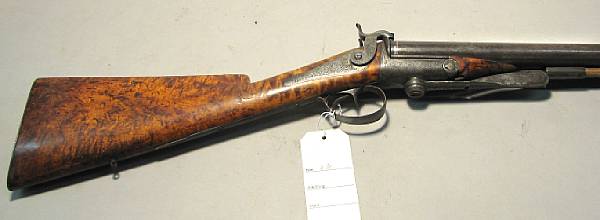 Appraisal: A French underlever pinfire shotgun by Devisme Not serialized gauge